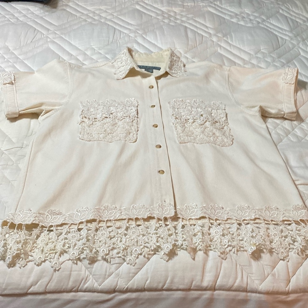 Upper West Side Shirt with Lace Accent